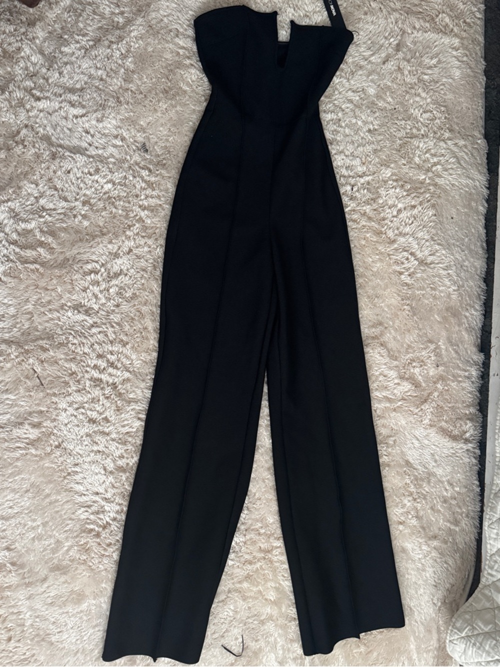 Fashion Nova Black Strapless Wide-Leg Jumpsuit